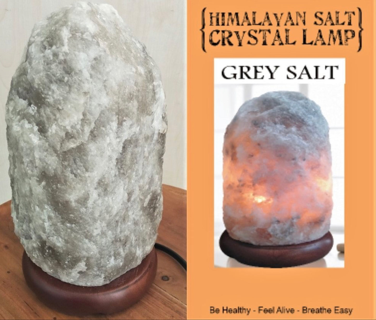 Himalayan Grey Salt Crystal Lamp 3-4.5kgs