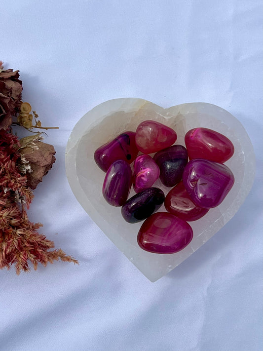 Pink Dyed Agate Tumbles