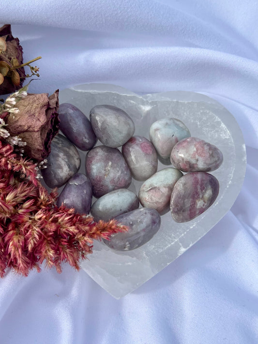 Quartz with Pink Tourmaline Tumbles