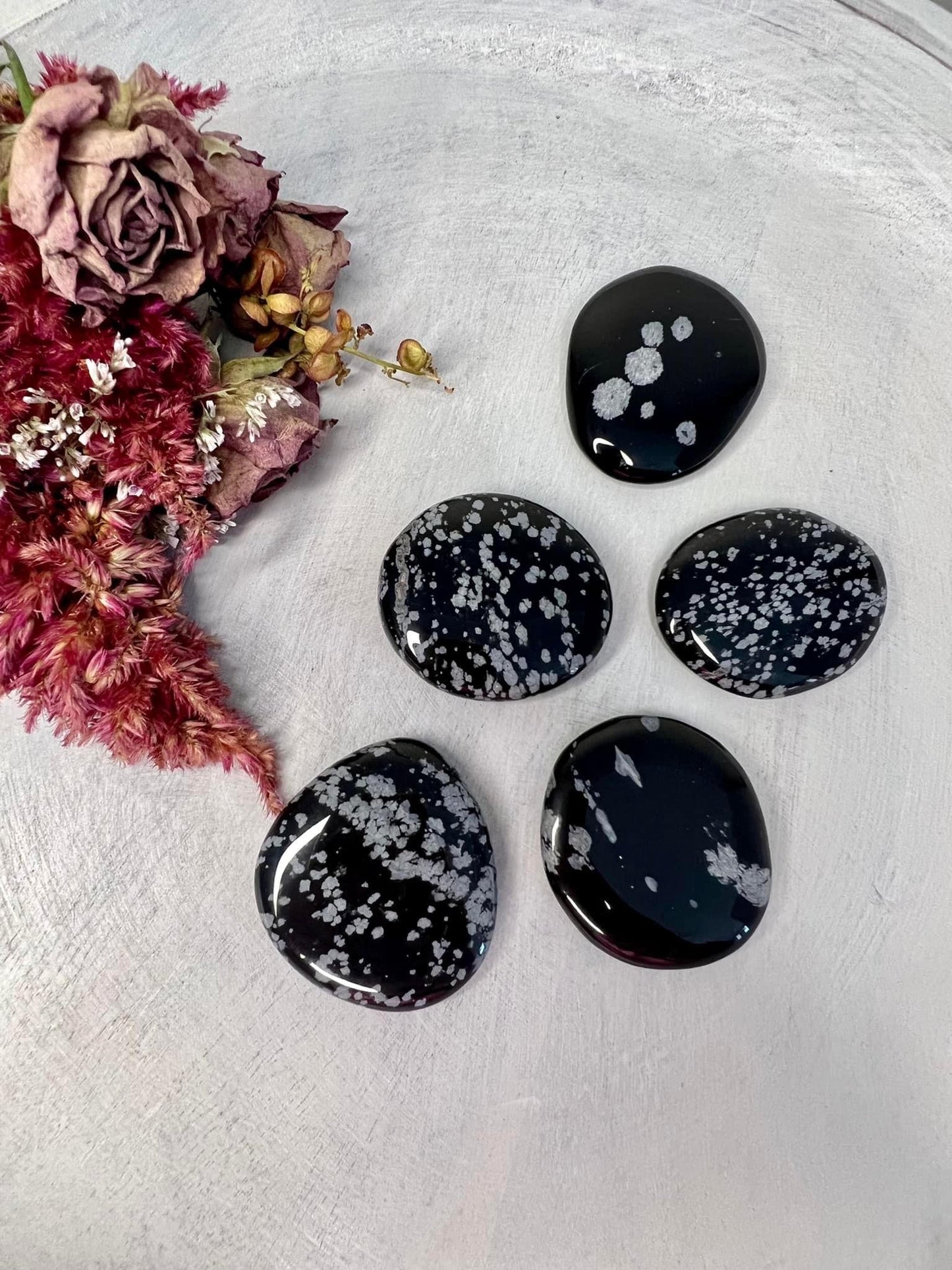 Snowflake Obsidian Crystal Flat Stones