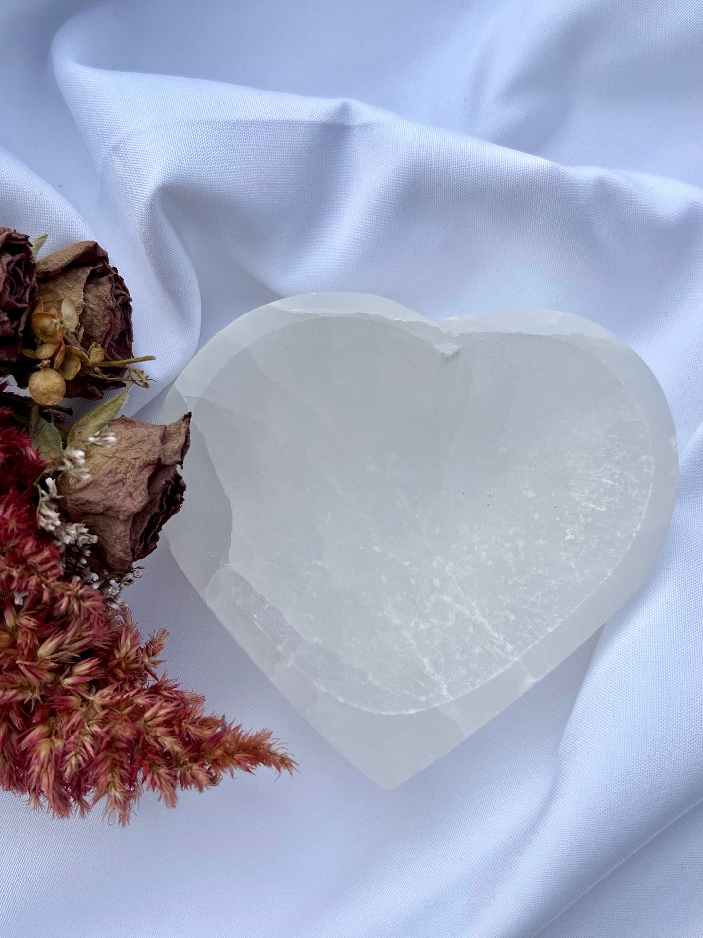 Selenite / Satin Spar Heart Bowl